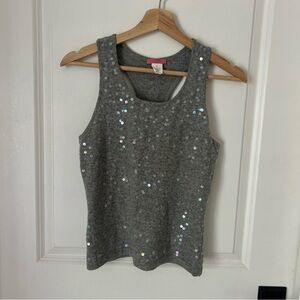 J.Crew Enjoy Lambswool Blend Sequin Racerback Tank Gray Sparkle Knit Sz S